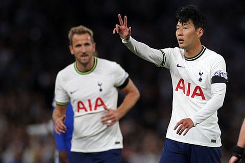 Tottenham Hotspur's striker Son Heung-Min (right) of South Korean and Harry Kane of England will hope to be on target tomorrow against Arsenal. 