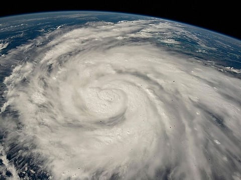 Hurricane Ian pictured from the International Space Station just south of Cuba gaining strength and heading toward Florida, on September 26, 2022.  Hurricane Ian rapidly intensified off Florida's southwest coast on September 28, gaining top winds of 250 kmph, just shy of the most dangerous Category 5 status. 