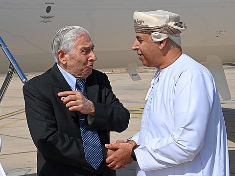 Baquer Namazi (left), one of four US citizens whose freedom Washington had demanded in the context of any revived nuclear deal with Tehran, landed in the Omani capital Muscat on October 5, 2022 following his release.  