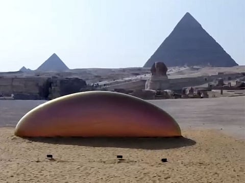 The contemporary exhibition of installations is the first such exhibition at the Pyramids of Giza in the history of the UNESCO world heritage site.