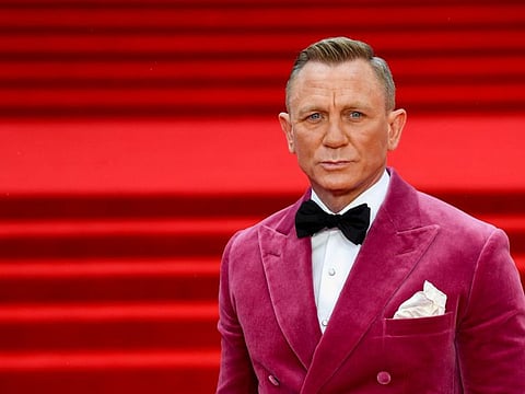 Daniel Craig poses during the world premiere of the new James Bond film "No Time To Die" at the Royal Albert Hall in London.