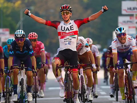 Tadej Pogacar, who finished second in the Giro dell’Emilia on Saturday, added his name on the honours board by winning the stage.