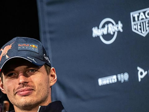 Red Bull Racing's Dutch driver Max Verstappen attends a press conference ahead of the Formula One Japanese Grand Prix in Tokyo on Wednesday.