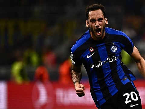 Turkish midfielder Hakan Calhanoglu slotted home a clinical strike from just outside the area, with the ball going into the corner to the goalkeeper's right in added time before the break.