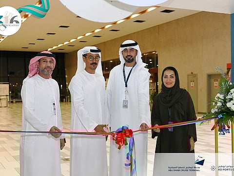 From left: Samih Al Maisari, Naser Khamis Al Marri, Ahmed Al Shebli, Head Stakeholder and Government Relation, Abu Dhabi Port Group and Noura R. Al Dhaheri – Director, Abu Dhabi Cruise Terminal, during the inauguration of the academy.