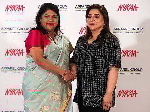 Falguni Nayar, founder and CEO of Nykaa, and Sima Ganwani Ved, founder and chairwoman of Apparel Group.