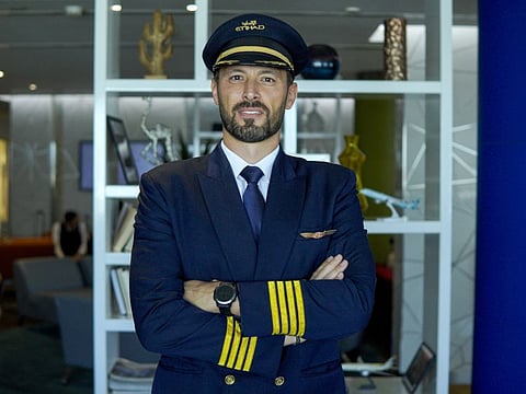 Mark Brierley, Etihad Pilot, during an interview with Gulf News at Etihad Crew Briefing Centre in Abu Dhabi. 4th October 2022 Photo: Ahmed Ramzan/ Gulf News