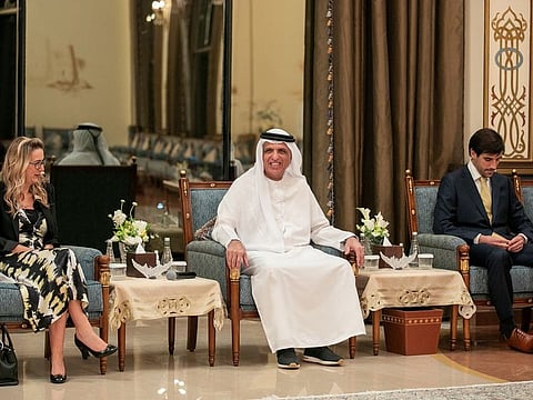 His Highness Sheikh Saud bin Saqr Al Qasimi, Supreme Council Member and Ruler of Ras Al Khaimah, with participants in the conference organised by Sheikh Saud Bin Saqr Al Qasimi Foundation for Policy Research in collaboration with the Organisation for Economic Co-operation and Development (OECD) Network of Foundations Working for Development (netFWD) and the Pearl Initiative.