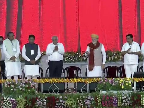 Prime Minister Narendra Modi has unveiled projects of over Rs 80 billion in Bharuch, Gujarat.
