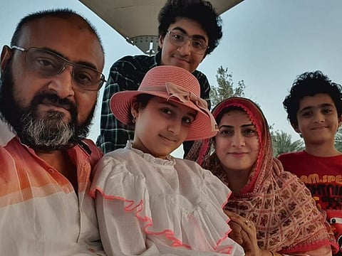 Nahl Khaled,10, with her parents and two brothers.