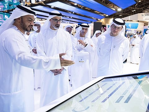 Sheikh Khaled bin Mohamed bin Zayed Al Nahyan tours Gitex Global 2022 in Dubai.