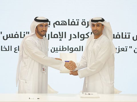 UAE's telecom majors have had key roles in expanding the role of nationals within the industry. With the Nafis project, this gets a further boost.  (Pictured here are Fahad Al Hassawi, CEO and Ghannam Al Mazrouei, Secretary-General of the UAE Talent Competitiveness Council.)