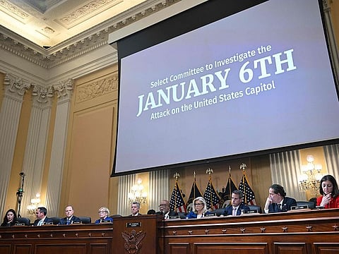 The US House Select Committee members after they voted to subpoena former US President Donald Trump to testify, during a hearing to Investigate the January 6 Attack on the US Capitol, on Capitol Hill in Washington, DC, on October 13, 2022. 