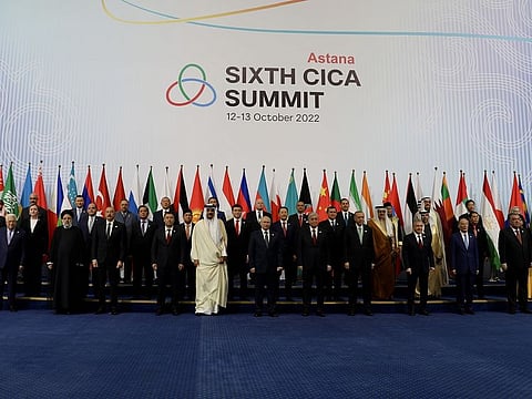 Participants at the sixth Conference on Interaction and Confidence Building Measures in Asia (CICA) Summit in the Kazakh capital, Astana.