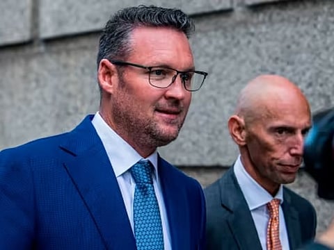 Trevor Milton at the federal courthouse in Manhattan. The Nikola founder left his company after a short seller accused him of running an ‘intricate fraud’ 