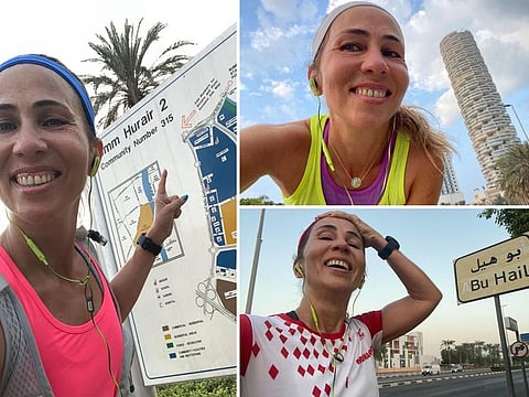 Mother of three Yasmine Salaam, 52, says her running every single street mission covers both the old historical parts and the newly built areas in the process of which she is getting to discover the Dubai formula and the secret of its success.