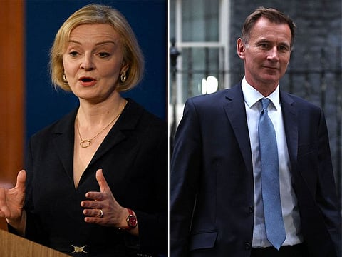 The announcement by new Chancellor of the Exchequer Jeremy Hunt (right) has swept away UK Prime Minister Truss's free-market economic plan in a bid to steady the financial markets and stabilise the government.