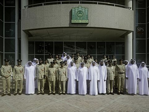The retired officers - Major General Ali Al Shamali, Brigadier Abdul Rahim Bin Shafie, and Brigadier Abdul Halim Al Hashemi - were honoured with a certificate of appreciation 