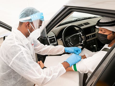 The drive-through blood test facility has been launched in Dubai as part of a package of services delivered by the Dubai Health Authority in collaboration with the private sector
