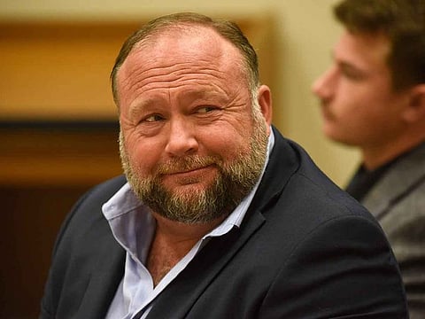 Alex Jones in court to testify during the Sandy Hook defamation damages trial at Connecticut Superior Court in Waterbury, Connecticut.