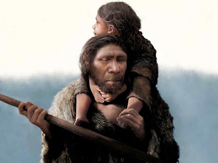 Neanderthal father and his daughter
