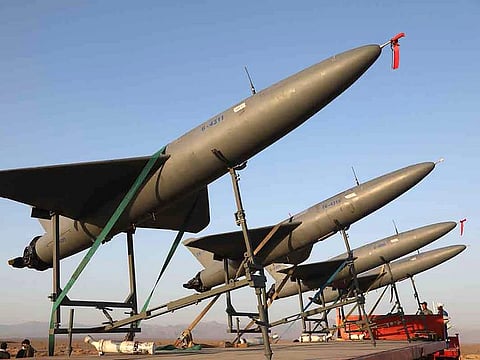  Iranian drones on display at an undisclosed location. Iranian foreign minister Amirabdollahian said that “we have defence cooperation with Russia, but without a doubt, sending weapons and drones against Ukraine is not our policy.’’