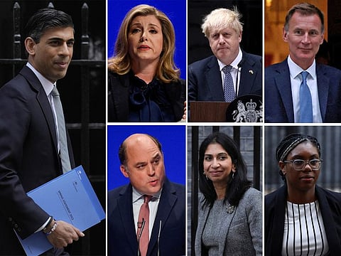 Clockwise from left: Rishi Sunak, Penny Mordaunt, Boris Johnson , Jeremy Hunt , Kemi Badenoch, Suella Braverman and Ben Wallace.