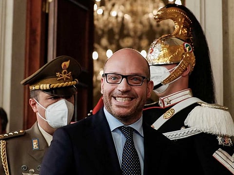 Speaker of the lower house of the Italian Parliament Lorenzo Fontana walks following a talk with Italian President Sergio Mattarella at the Quirinale Palace in Rome, Italy October 20, 2022.