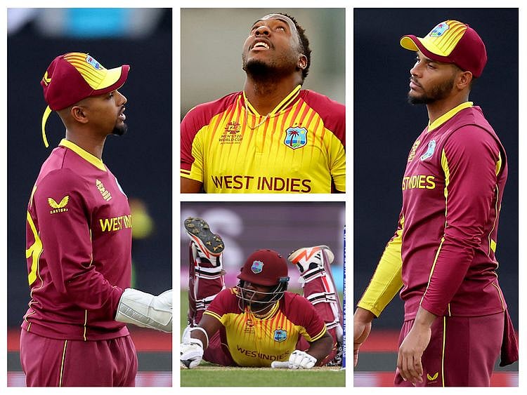 Faces of despair: The drubbing by Ireland was hardly befitting the two-time champions and indeed a stain on the rich history of Calypso cricketers. 