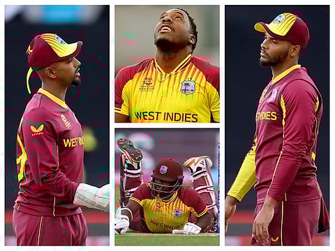 Faces of despair: The drubbing by Ireland was hardly befitting the two-time champions and indeed a stain on the rich history of Calypso cricketers. 