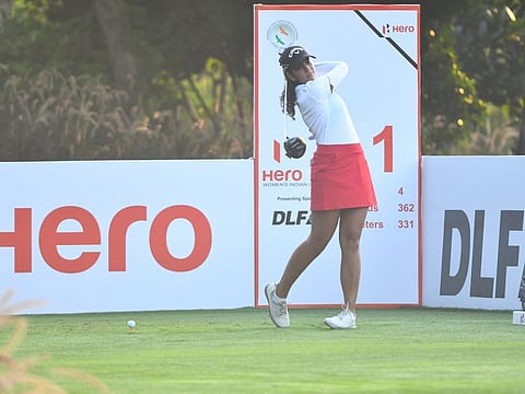 India's Gaurika Bishnoi at the Hero Women's Indian Open, tied with three others at the top