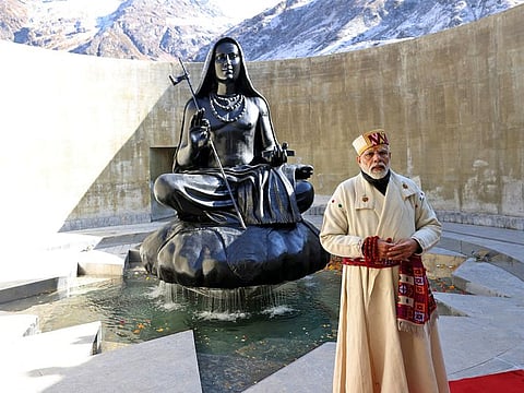 Prime Minister Narendra Modi at the Kedarnath Temple, on Friday.  