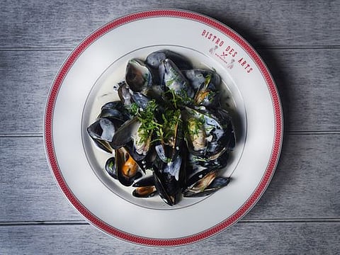 Moules Marinière or mussels with a cream sauce