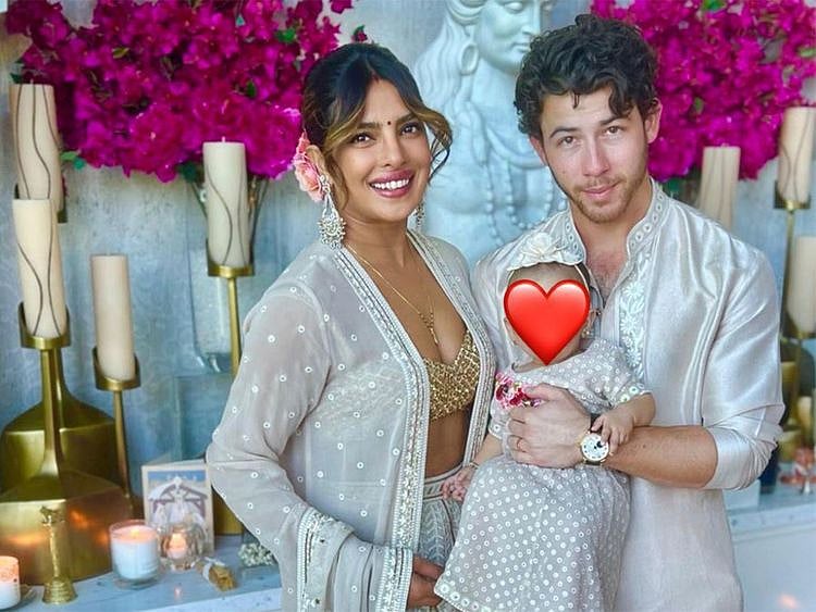 Priyanka Chopra, Nick Jonas and Malti Marie Chopra Jonas 