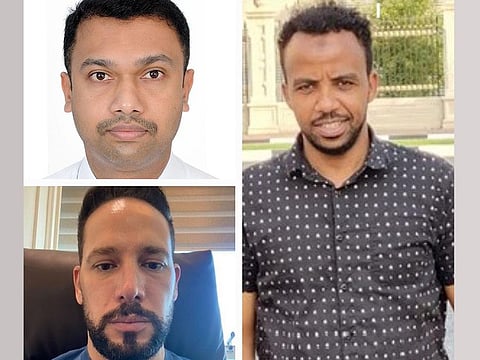 Clockwise from top left: Sreerag, Ali, and Mahmoud