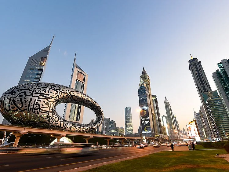 STOCK Dubai Skyline Sheikh Zayed road