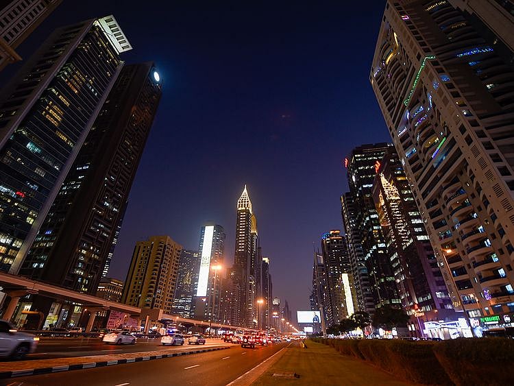 STOCK Dubai Skyline Sheikh Zayed road