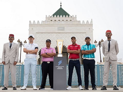 (From left) Bio Kim, KIradech Aphibarnrat, Ayoub Lguirati and Nitithorn Thippong with the International Series - Morocco Trophy.