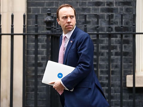 Matt Hancock, then UK health secretary, departs from number 10 Downing Street in London on April 27, 2020.