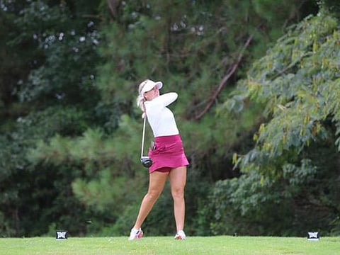 Dubai-based Alison Muirhead in action on the golf course.