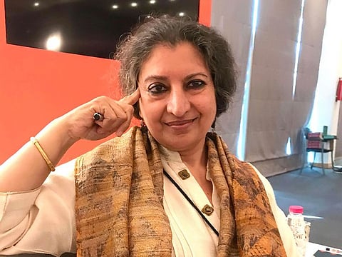 Booker Prize winner Geetanjali Shree at the Sharjah International Book Fair in Sharjah on Thursday.