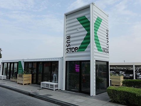 The IKEA Sustainable Container is fully remodeled to be a living space as well as bus stop for those in D3.