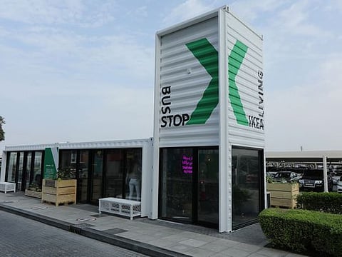 The IKEA Sustainable Container is fully remodeled to be a living space as well as bus stop for those in D3.