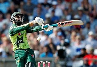 Pakistan's Shadab Khan in action.