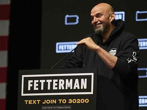 Democratic Senate candidate John Fetterman speaks to supporters during an election night party on November 9, 2022 in Pittsburgh, Pennsylvania. Fetterman defeated Republican Senate candidate Dr. Mehmet Oz.   
