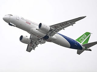 A Comac C919 aircraft, China’s first domestically produced large passenger jet.