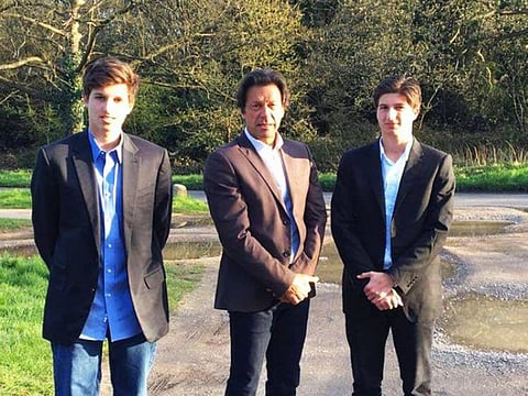 Imran Khan with his sons Kasim and Sulaiman. 