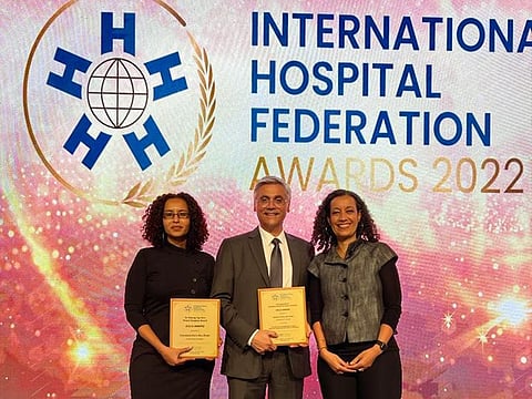 The winners of the IHF Awards during a special Awards Ceremony at the 45th IHF World Hospital Congress in Dubai