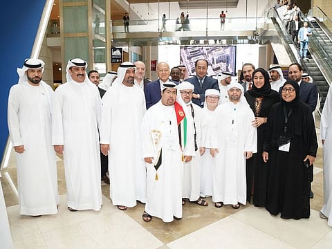 Sheikh Ahmed bin Saeed Al Maktoum (third from left), other senior officials and people of determination during the expo's opening in Dubai on Tuesday