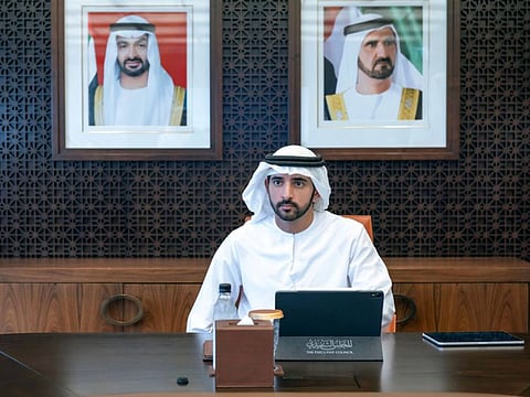 Sheikh Hamdan bin Mohammed bin Rashid Al Maktoum, Crown Prince of Dubai and Chairman of the Executive Council, chairing the meeting